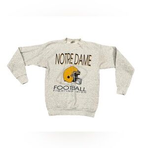 Vintage Notre Dame Fightin Irish Football Sweatshirt Large Grey Crewneck TNT